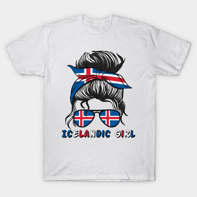 Island Iceland Flag Girls Icelandic Girl Kids T-Shirt by qwertydesigns